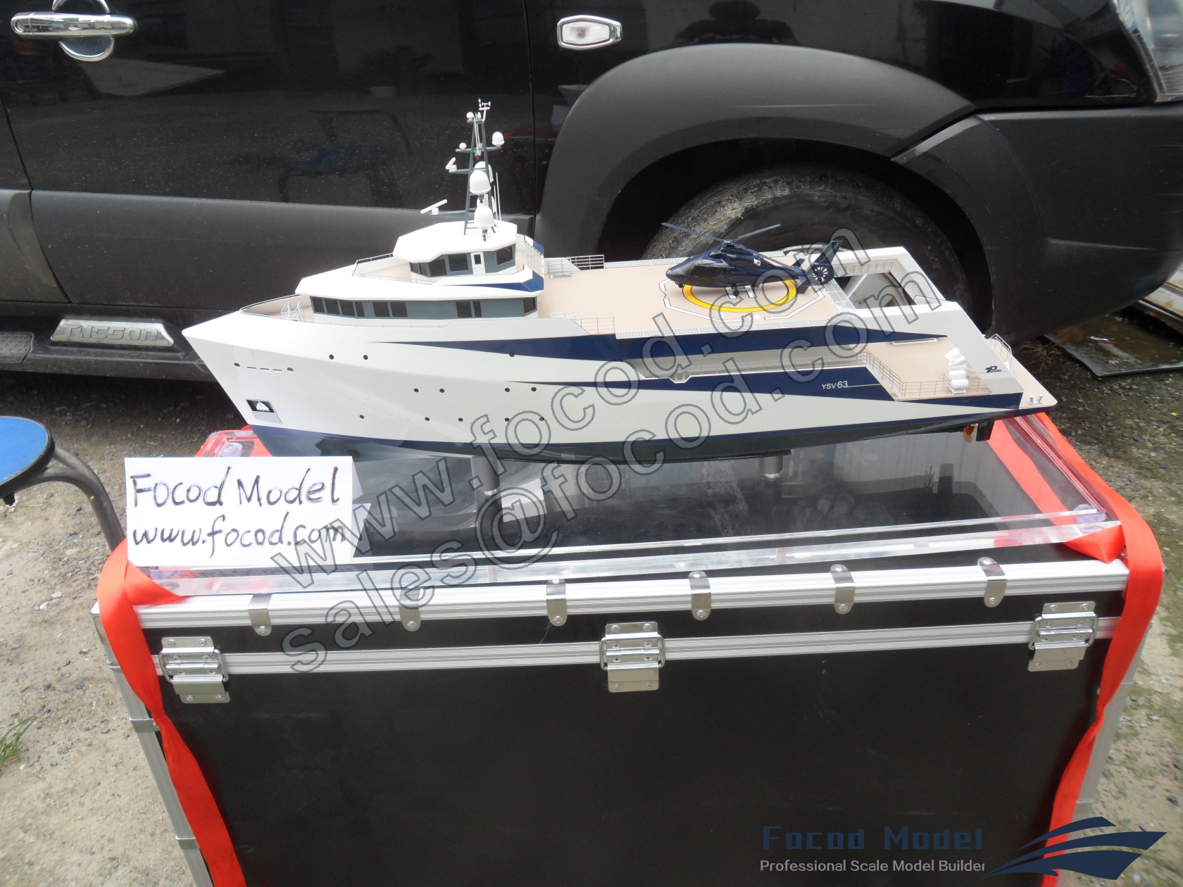 custom made model of 63m cargo yacht